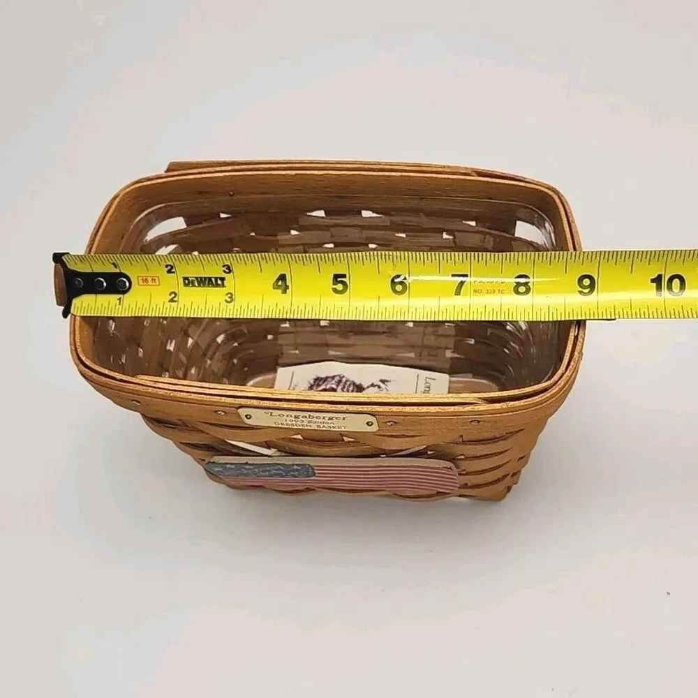 Longaberger Basket Dresden 1993 Edition w/Protector Flag Charm Woven Collectible